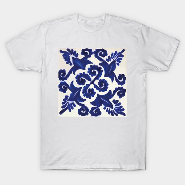 Navy blue mexican classic ceramic talavera tile T-Shirt by T-Mex